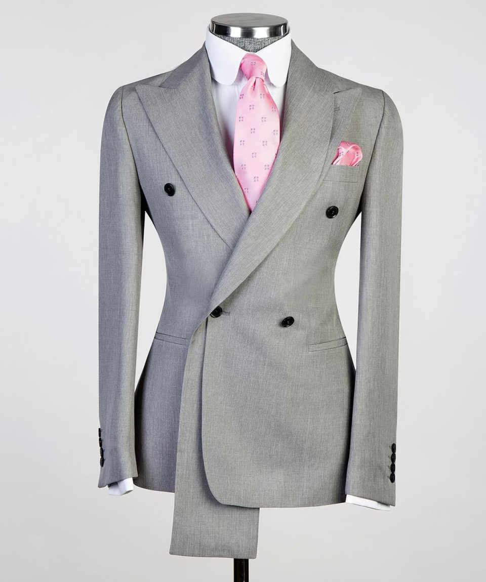 Formal Gray Mens Tuxedos Designer Lapel Groom Wedding Pants Set Male Fashion Party Prom Customized Made Clothing 2 Pieces