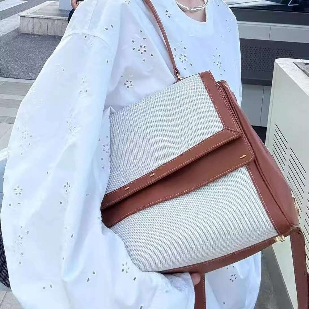 Designer Bag Tote Bag Shoulder Bag New Trendy Fashion Versatile Canvas Patchwork Color Block Design Single Double Shoulder Tote Bag