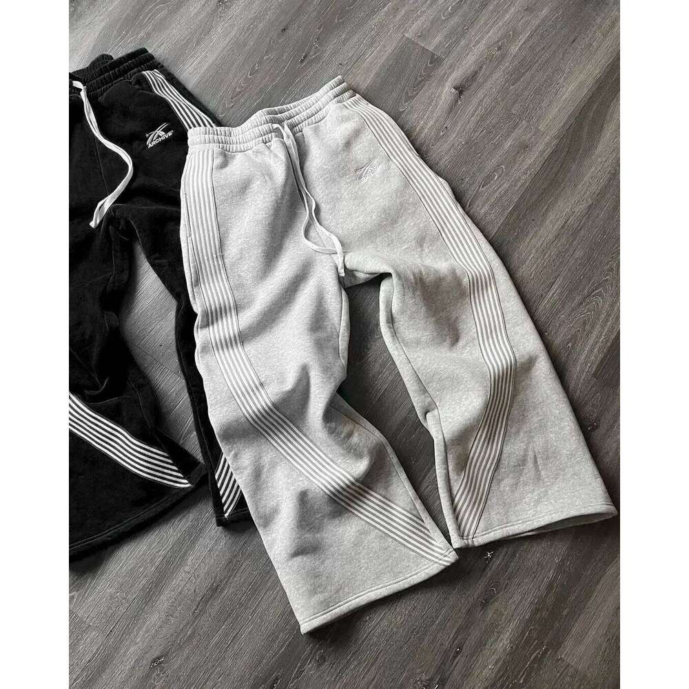 Y2k Gray Casual Vintage Functional Tactical Men's Women's Premium Jogging Wide Leg Pants Drawstring Streetwear Sweatpants