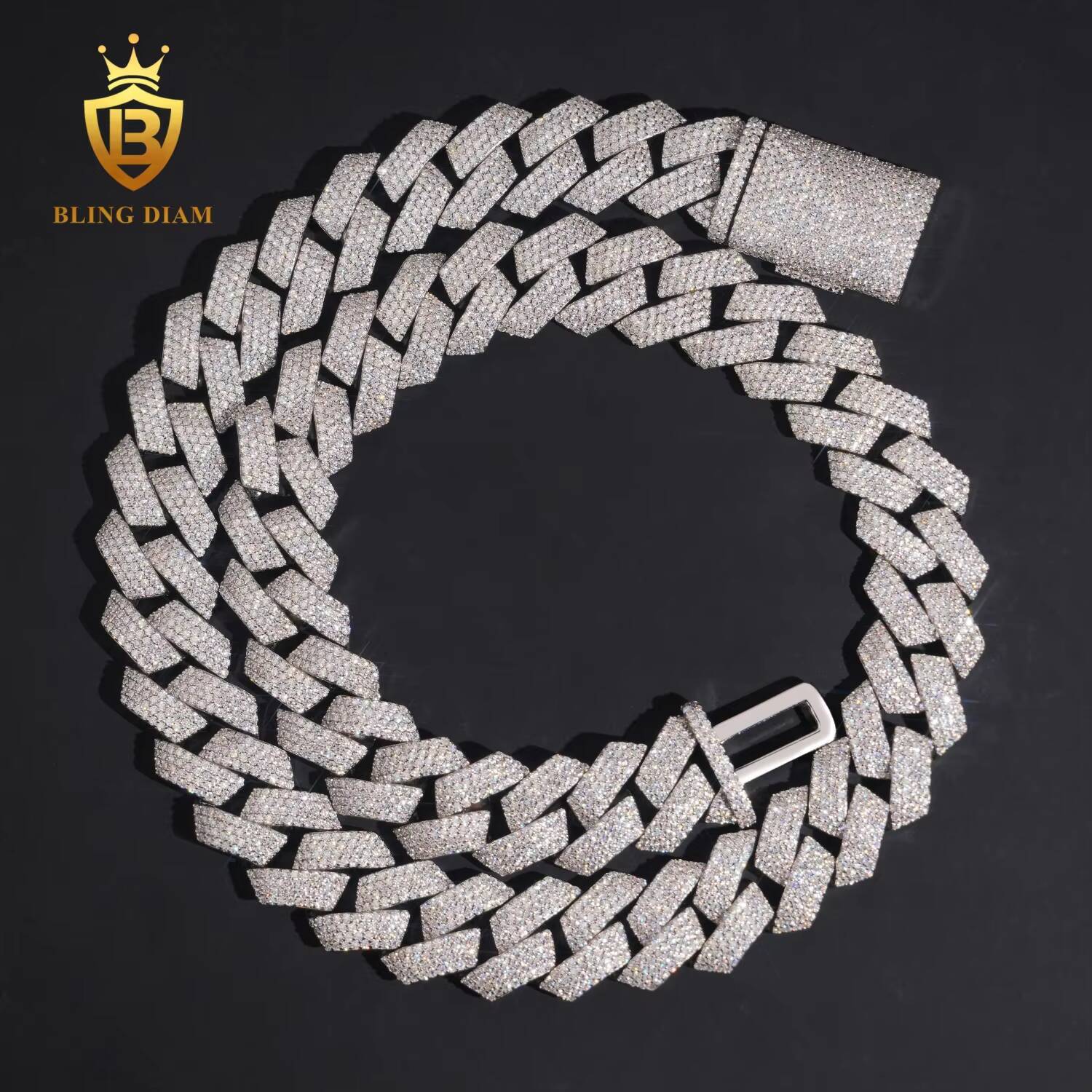 GRA Certified Classic 18mm 4 Rows Miami Hip Hop Jewelry VVS Moissanite Jewelry Necklace Cuban Link Chain for Men