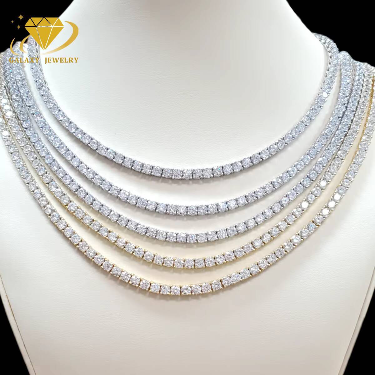 Hiphop Tennis Chain Custom Fine Jewelry Necklaces 2mm 4mm 6.5mm Silver 925 Jewelry Iced Out Vvs Moissanite Tennis Chain