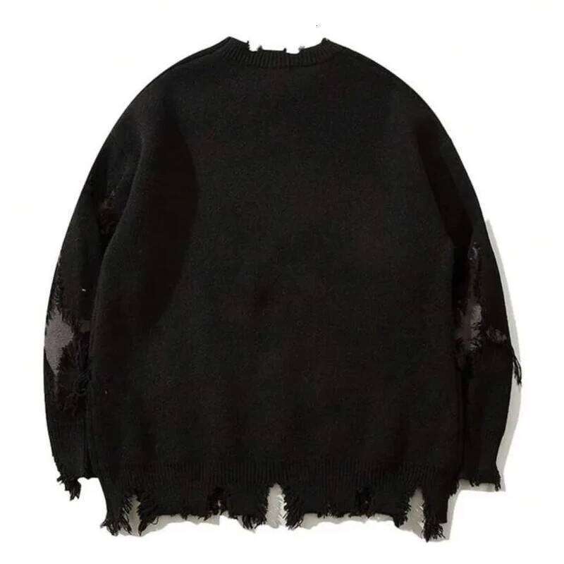 Y2k Round Neck Long Sleeved Knitted Sweater Vintage Streetwear Dark Cry Skull Jacquard Pattern Top Sweatshirt Winter Outfit Ootd