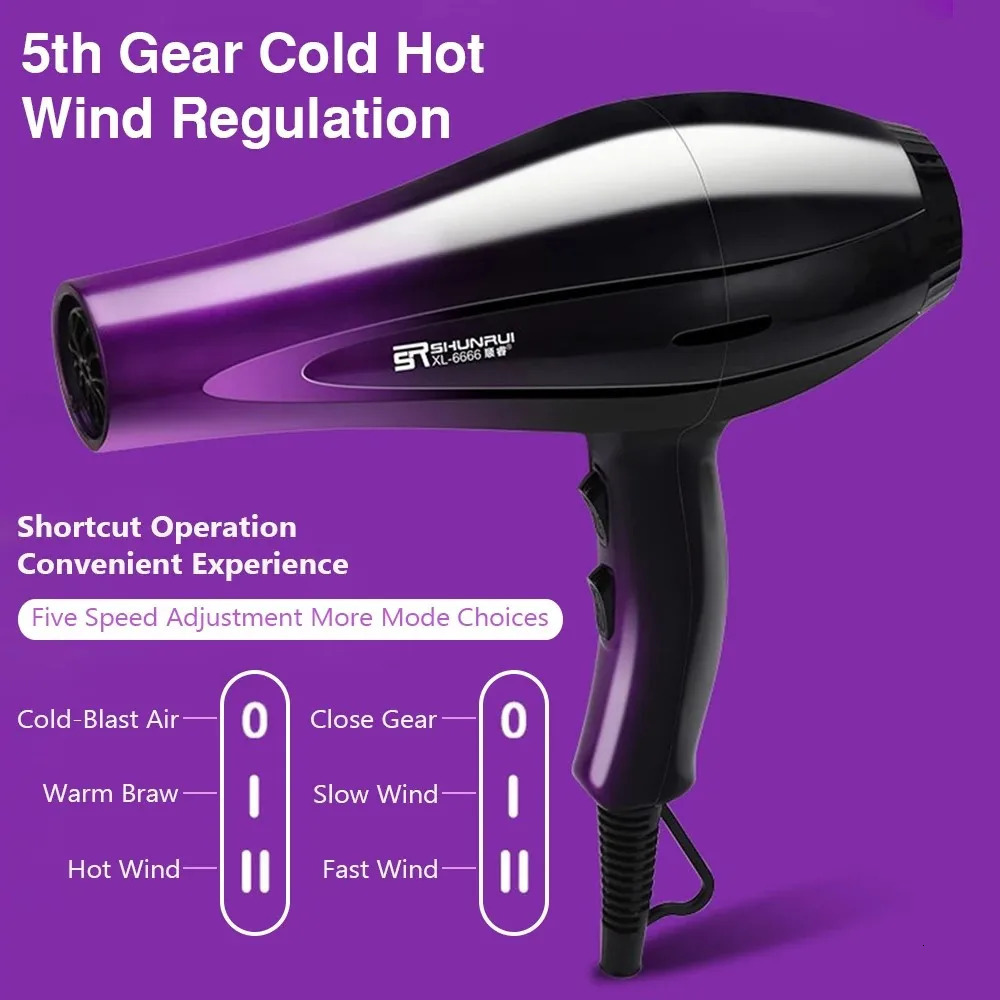 HighPower Ionic Hair Dryer Fast Heating and Cold 9 Gears Adjustment Home Professional Hairdryer Blow with Accessories 250811