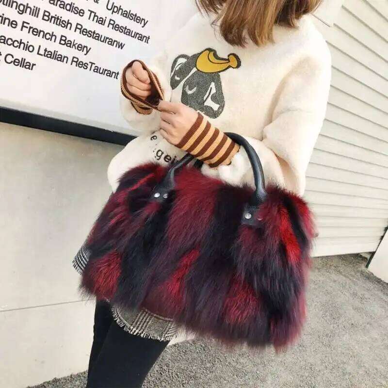 Designer bag 52 Fox Winter Women's Handbag Fur Female Single Shoulder Crossbody Evening Party Handbags Large Lady Clutch Bag
