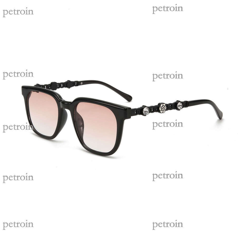 24 New Large Frame Chain with Rhinestones Personality Internet Celebrity Women's Sunglasses Fashion Trend Blue Light Blocking Non-Prescription Gl