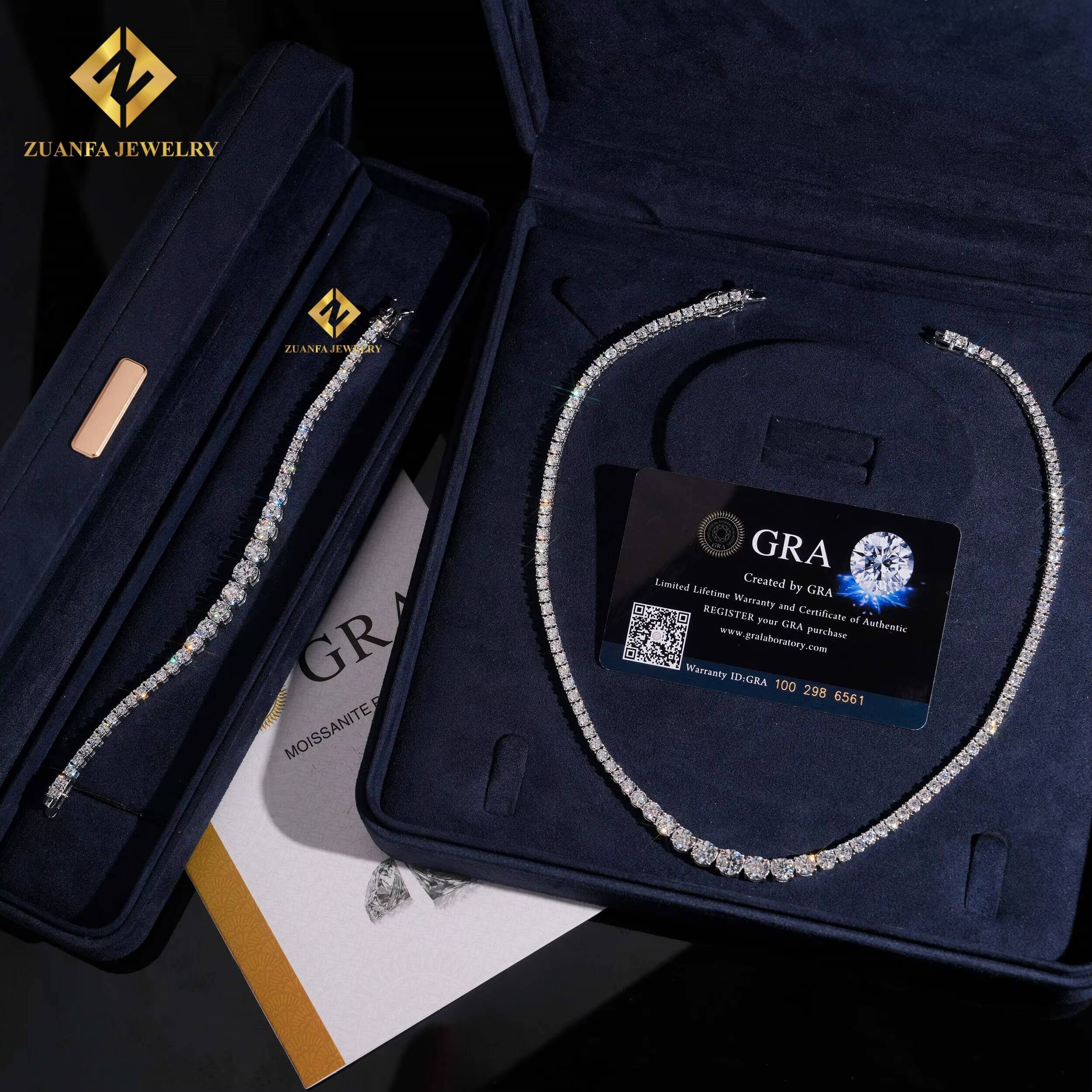 Fine Jewelry Popular Gradual Vvs Moissanite Tennis Chains 925 Sterling Silver 3mm Necklace Bracelet