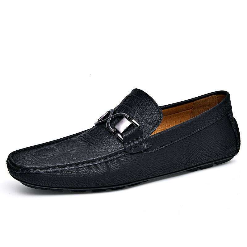 2023 new e-commerce live cowhide crocodile beans slip-on driving casual leather shoes men
