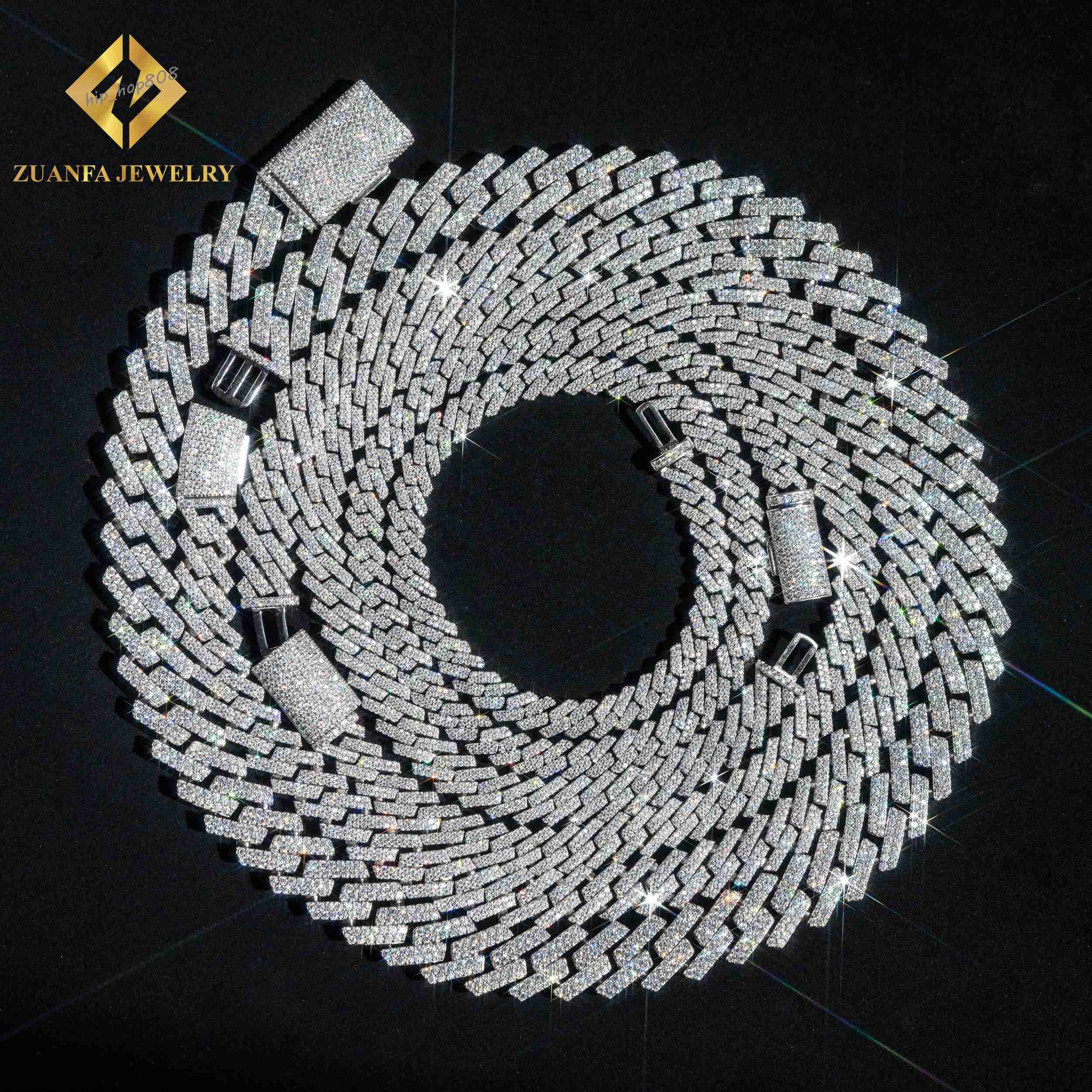 Rapper Hip Hop Cuban Necklace Pass Diamond Tester 925 Solid Silver 6MM 8MM 10MM 12MM Moissanite Cuban Link Chain