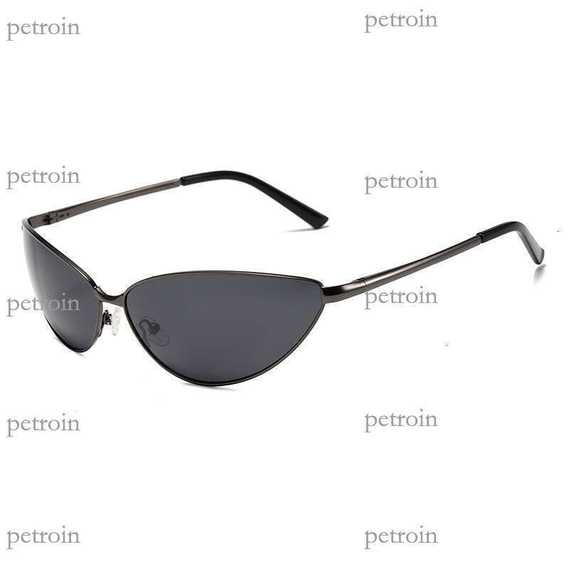 New Trendy Personality Polarized Metal Cat Eye Spring Hinge Sunglasses Future Y2K Hot