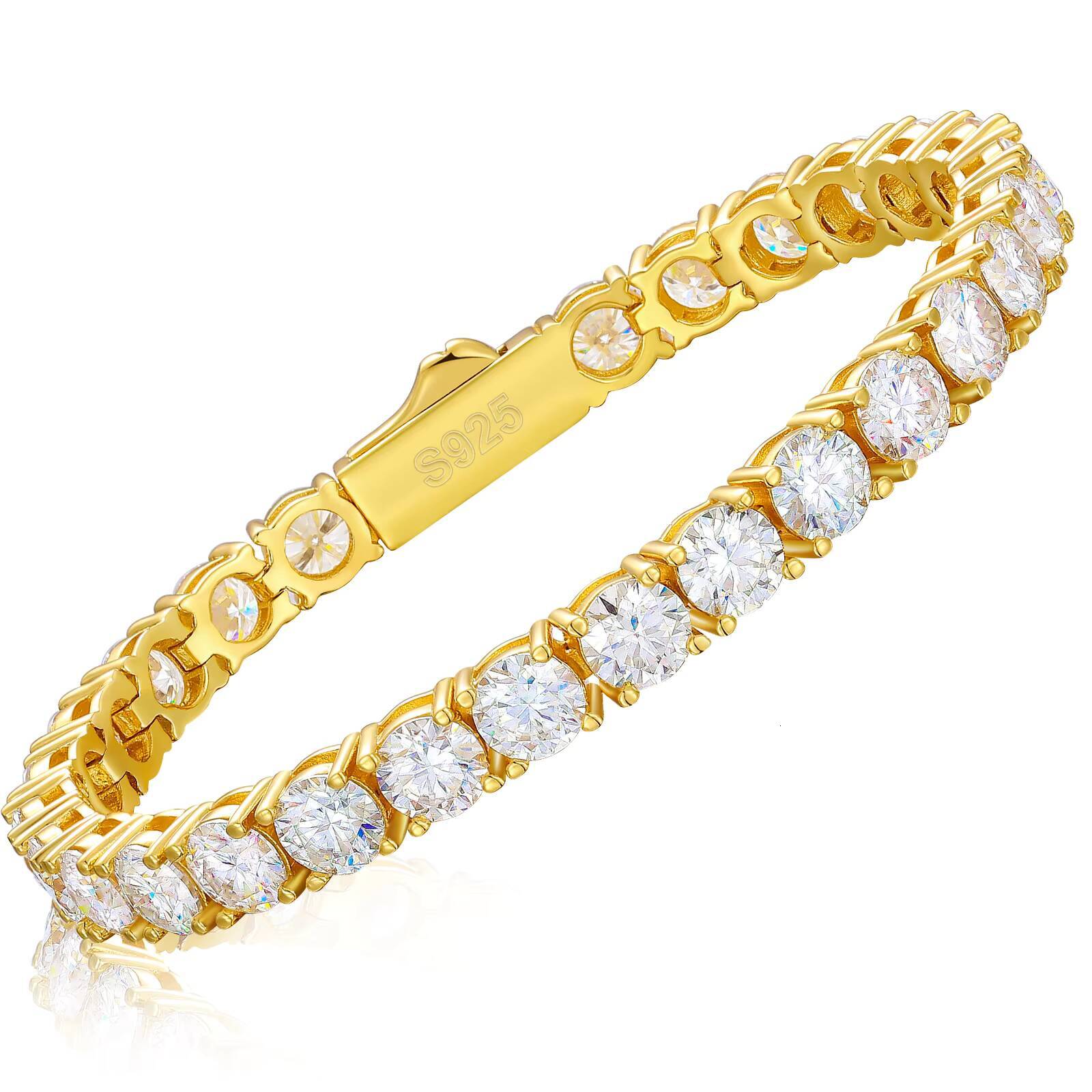Handcrafted Hip Hop VVS Moissanite Diamond 3mm 4mm 5mm 14K Solid Gold Tennis Chain Bracelet Men Women Fine Jewelry
