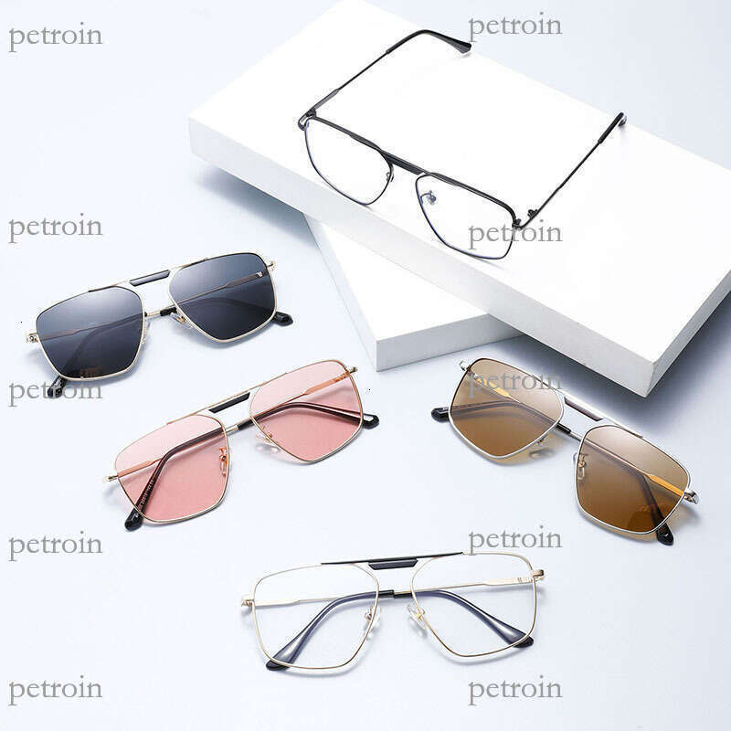 New fashion Polarized Square Frame Metal Sunglasses TikTok Anti-Blue Light