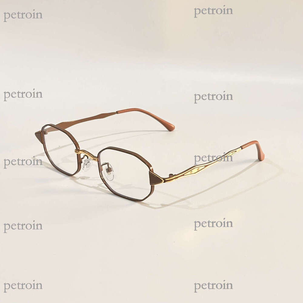 New Hip-Hop Plain Anti-Blue Light Glasses for Men and Women, Small Square Frame, Polygonal Design, High-End Feel, Non-Prescription, Can Be Fitted with