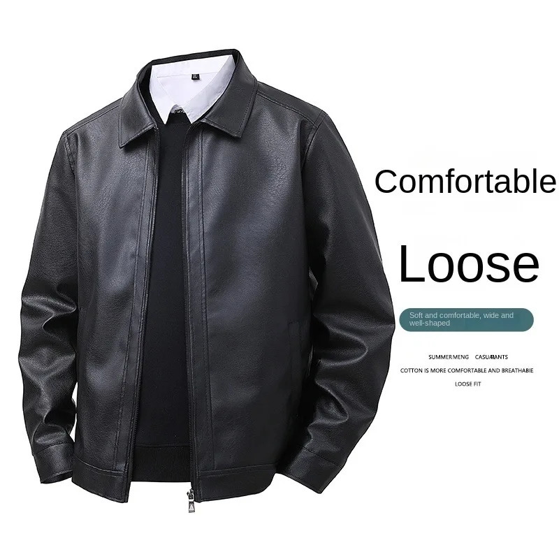 2025 leather jacket mens spring slim fit lapel casual jacket mens top windproof casual jacket mens cross-border 250808