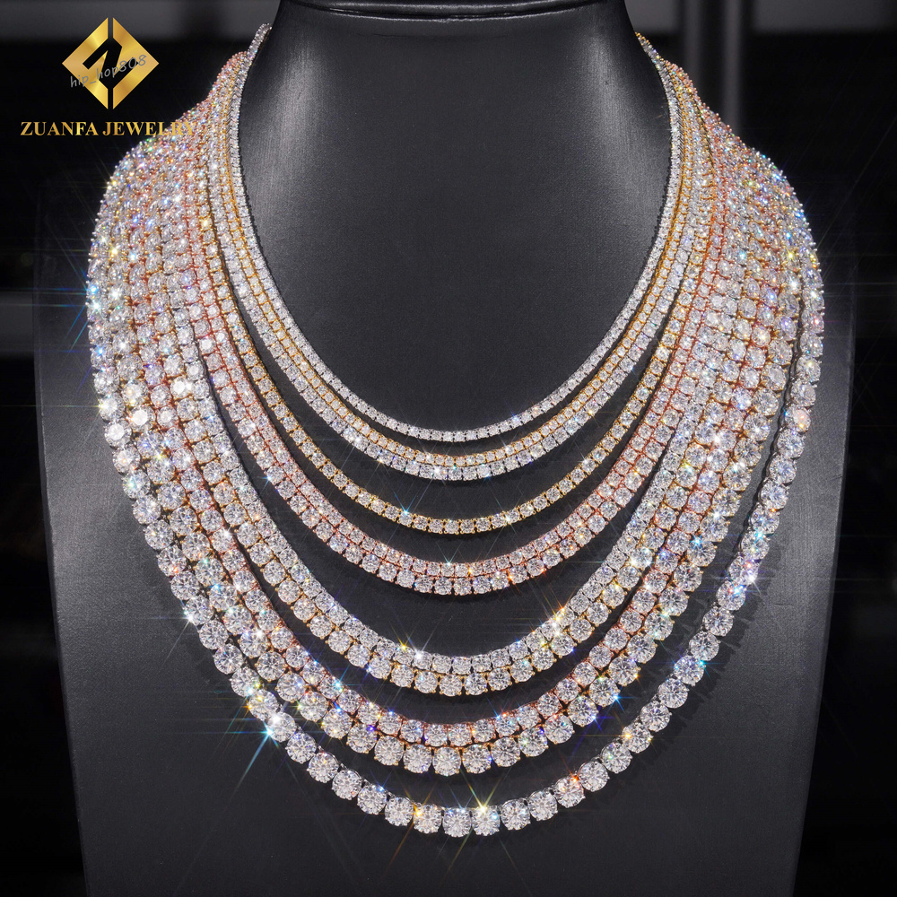 Zuanfa Large Inventories Tennis Chain 925 Sterling Silver 18K Gold Plated Moissanite Diamond Tennis Chain Bracelet Fine Jewelry