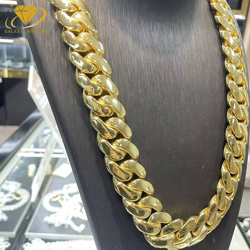 20mm Custom Hip Hop Jewelry Cuban Chain 10k Real Gold Hollow Luxury Miami Cuban Link Chain For Raper