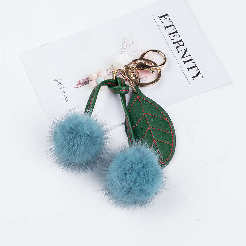 Mink Cherry Phone Accessories Car Keychain Creative Fur Plush Hanging Ornament Bag Pendant