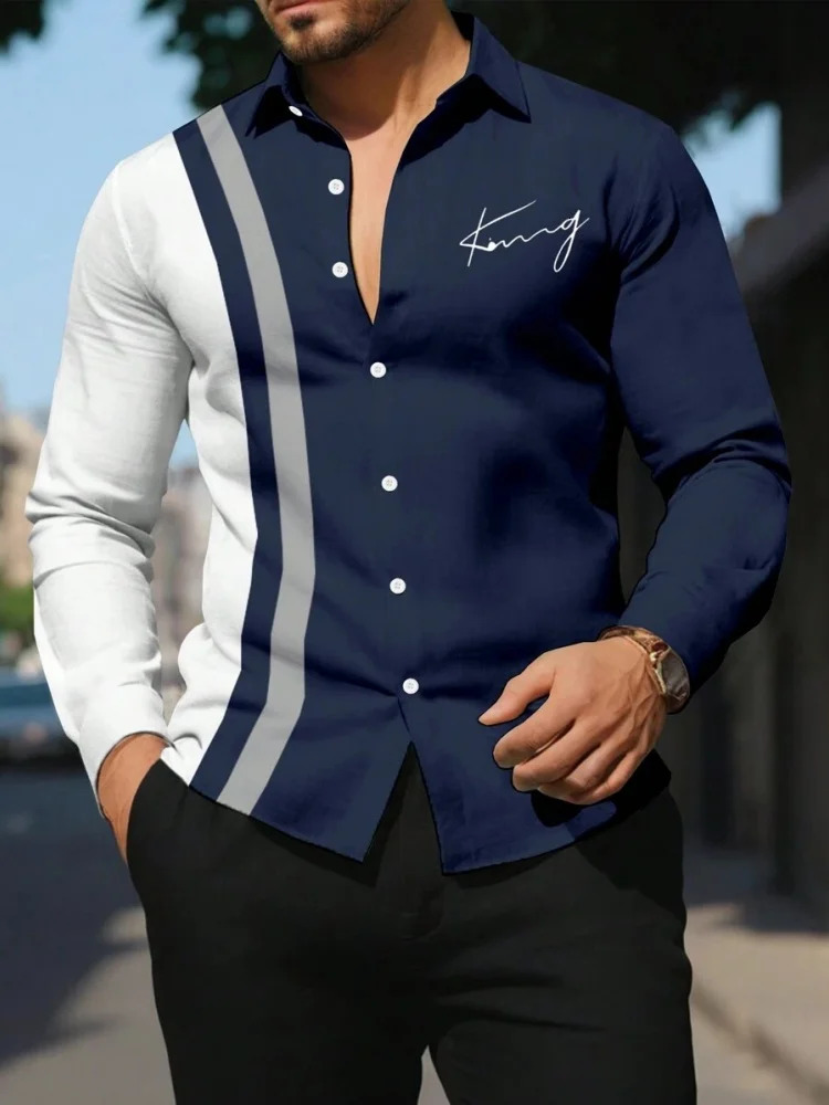 Striped Printed Mens Longsleeved Shirt Summer Casual Singlebreasted Beach Pool Party Fashionable 250804