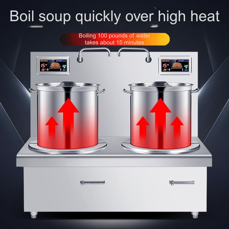 Industrial-Sized Stove for Cooking Soups and Sauces Stainless Steel Material for Easy Cleaning - double-headed
