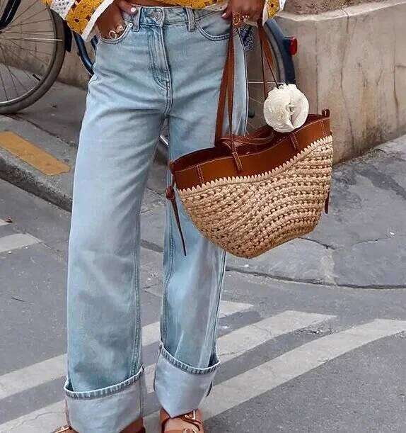 Retro Bohemian Female Large Capacity Basket Bag New Fashion Grass Woven Portable Beach Single Shoulder Bags