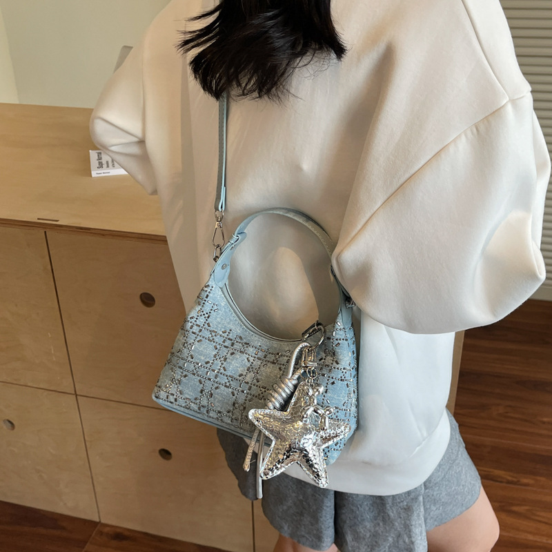 Luxury New Diamond Inlaid Women's Armpit Bag Free Shipping Designer Large Capacity Elegant And Simple Shoulder Bag Casual Shopping Handbag