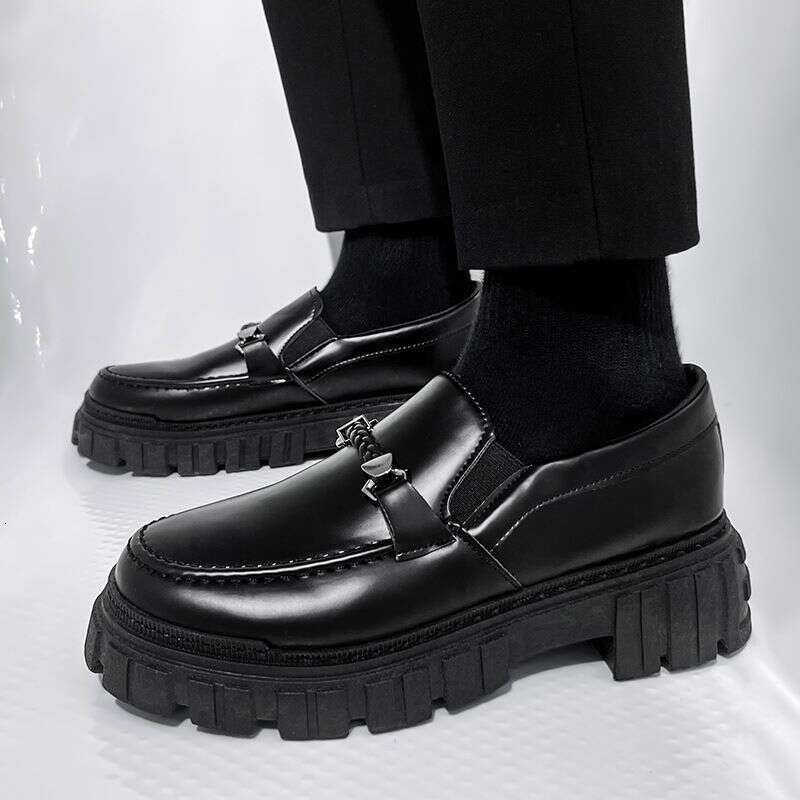2023 autumn British style leather thick-soled low-top loafers slip-on casual men's shoes