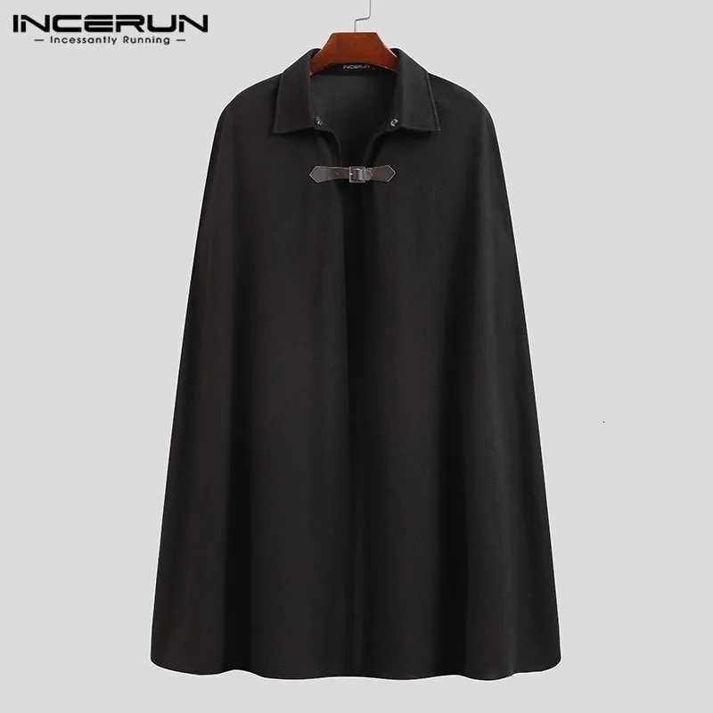 Fashion Men Cloak Coats Lapel Solid Color One Button Cape Trench Streetwear 2023 Casual Men Overcoats Ponchos S-5XL W250815