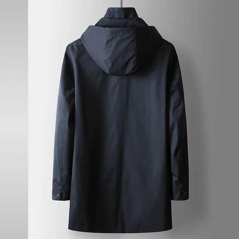 2025 Spring and Autumn New Mens Hooded Business Casual Windbreaker Coat Anti-Wrinkle and Heat-Free Korean Edition Windbreaker W250815