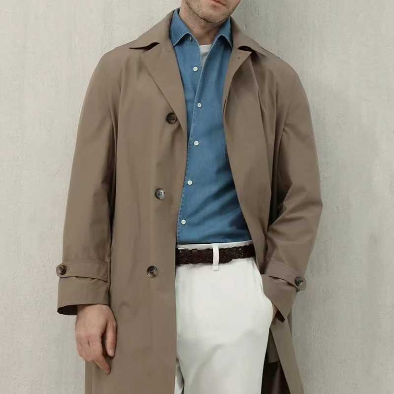 Luxury Mid-Length Trench Coat Single-Breasted Mens Urban Commuting Office Business Casual Jacket Light Cozy Trip Wear W250815