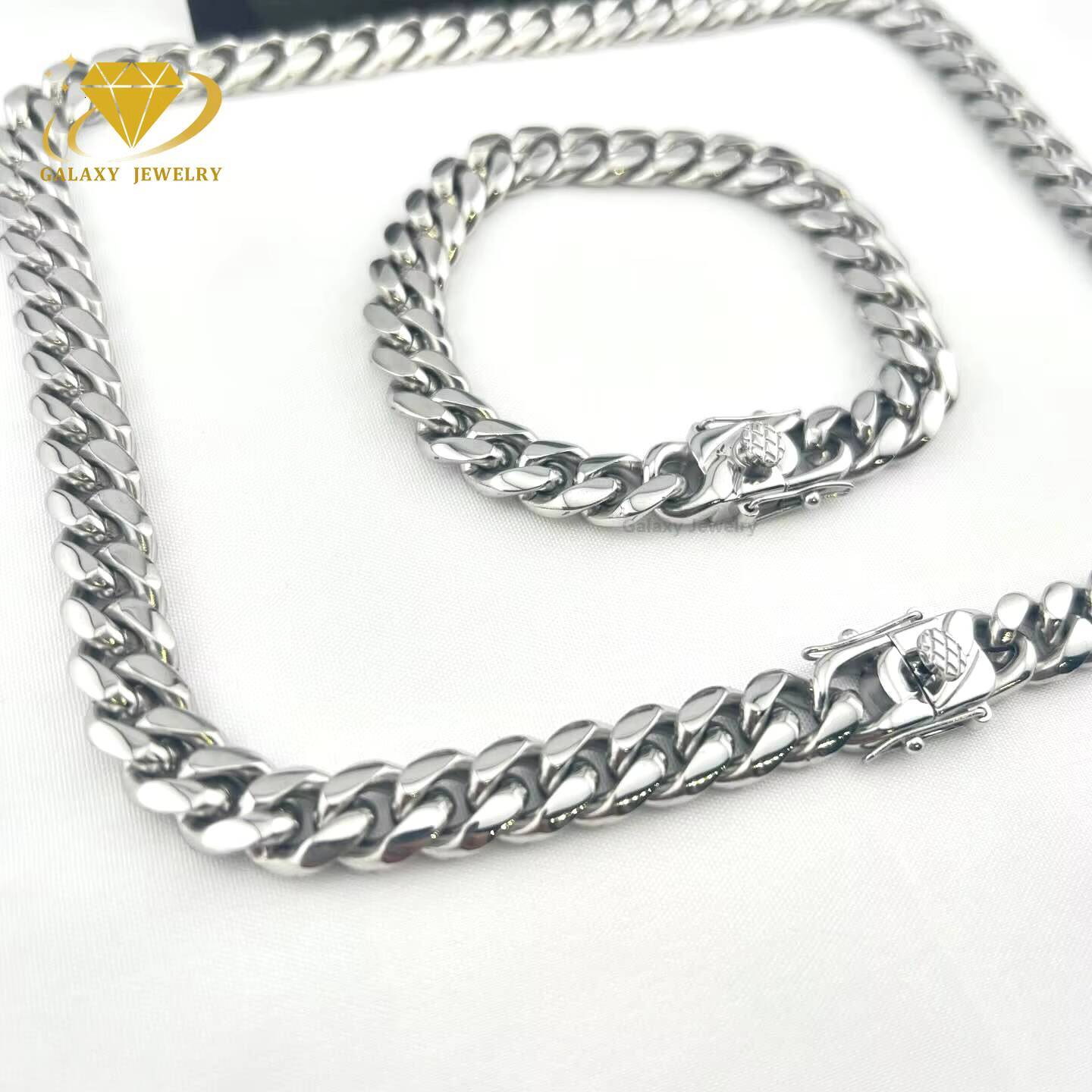 Men Heavy Miami Cuban Link Chain Choker Gold Plated 925 Silver Cuban Chain Hip Hop 8mm 12mm 16mm 20mm Cuban Necklace/Bracelet