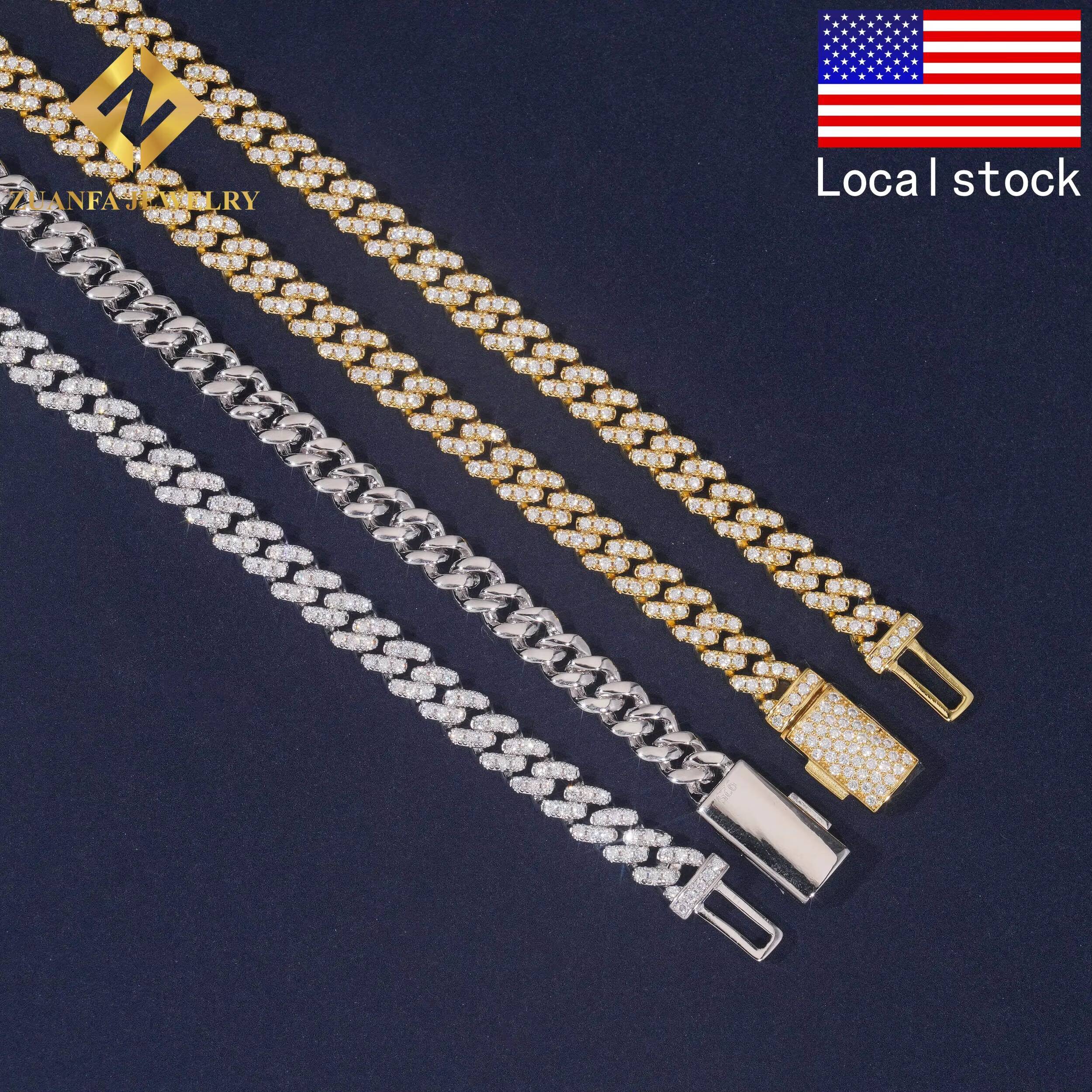 Hot Sale Pass Diamond Tester Fire Jewelry Fashion Hip Hop Style 6mm Moissanite Cuban Link Chain Necklace 925 Sterling Silver