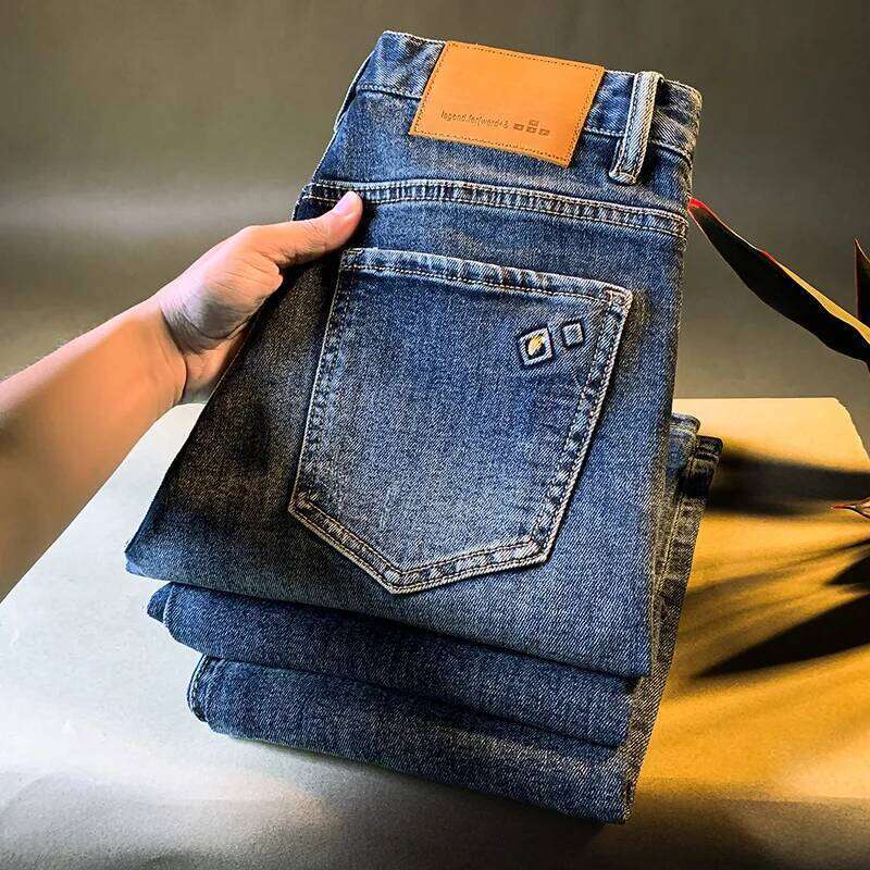 2025 autumn new jeans men's small straight tube versatile casual fashion Korean version trendy washed denim pants