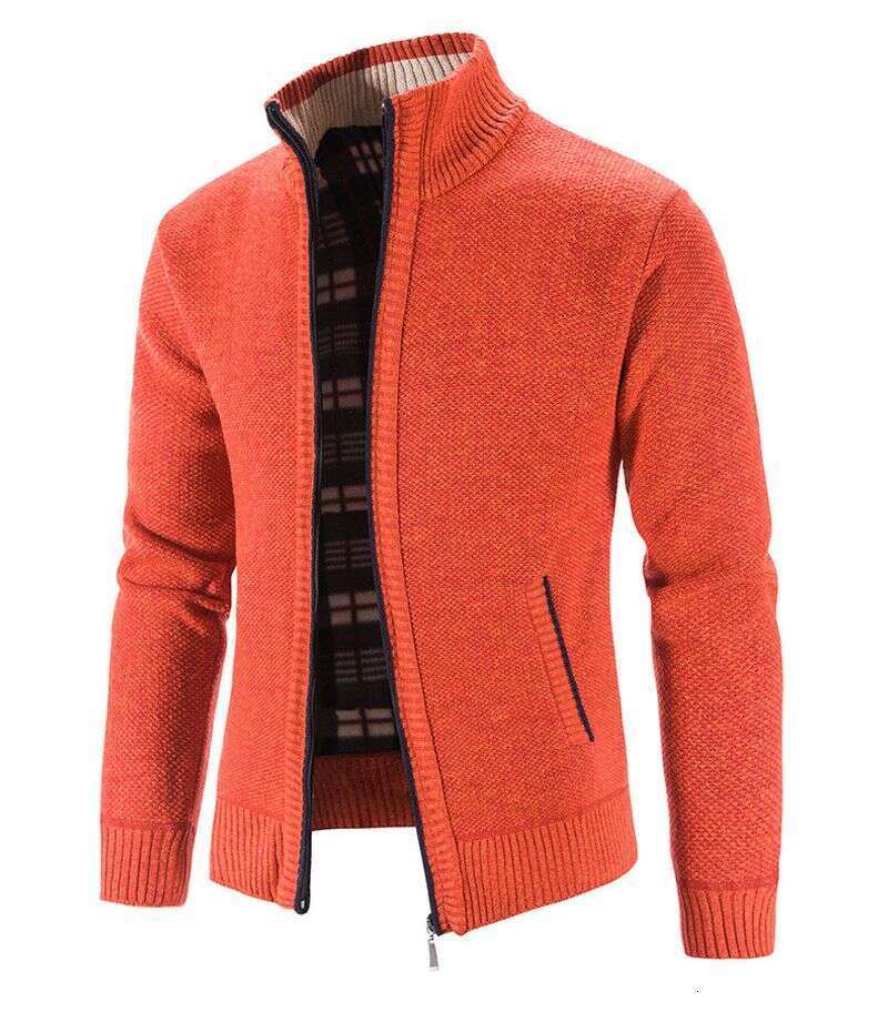 Men's Fleece Thick Knit Slim Sweater Coat Youth Cardigan