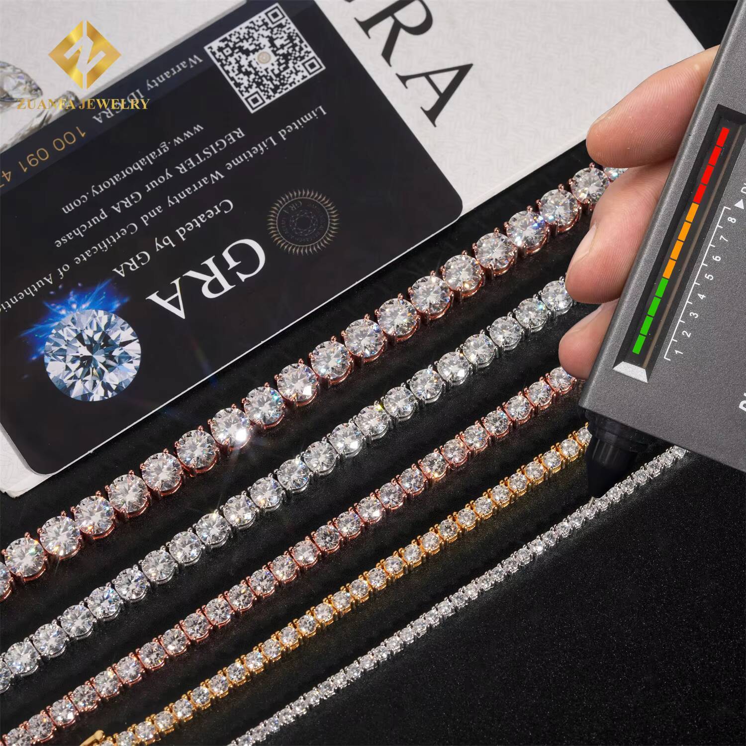 Ready Shipping 2mm 3mm 4mm 5mm 6.5mm Moissanite Tennis Necklace Fashion 925 Silver Iced Out Moissanite Tennis Chain Bracelet