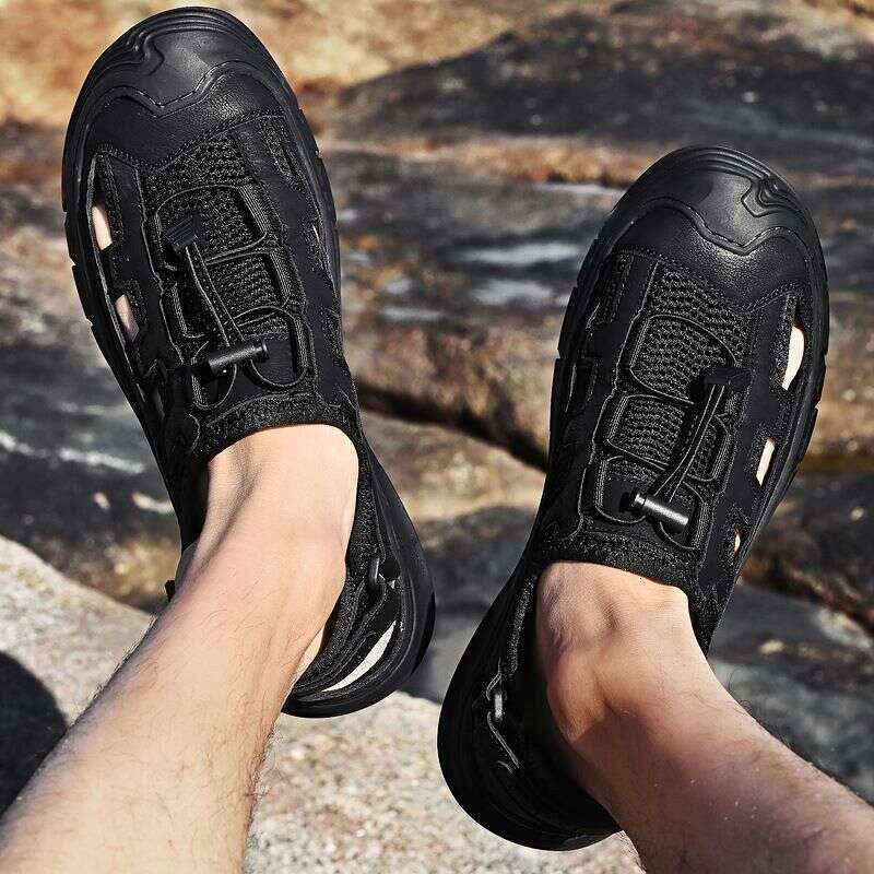 New cowhide mesh perforated casual men's outdoor refreshing hiking shoes