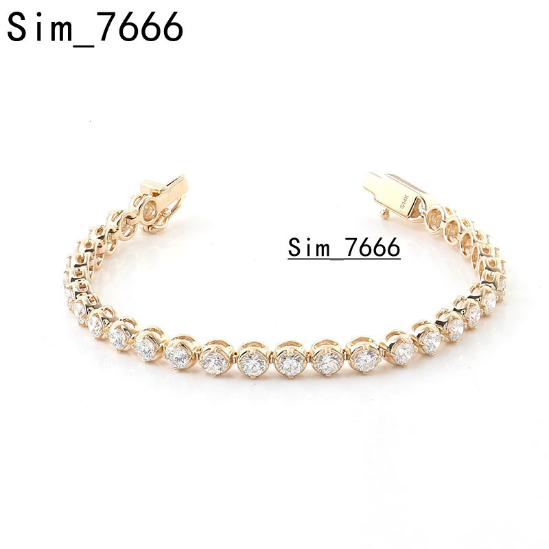 Fine Jewelry 14k Yellow Gold Bezel Setting Tennis Bracelet 3.5-4mm Lab Grown Diamond Bracelet Ladies Wedding Gift