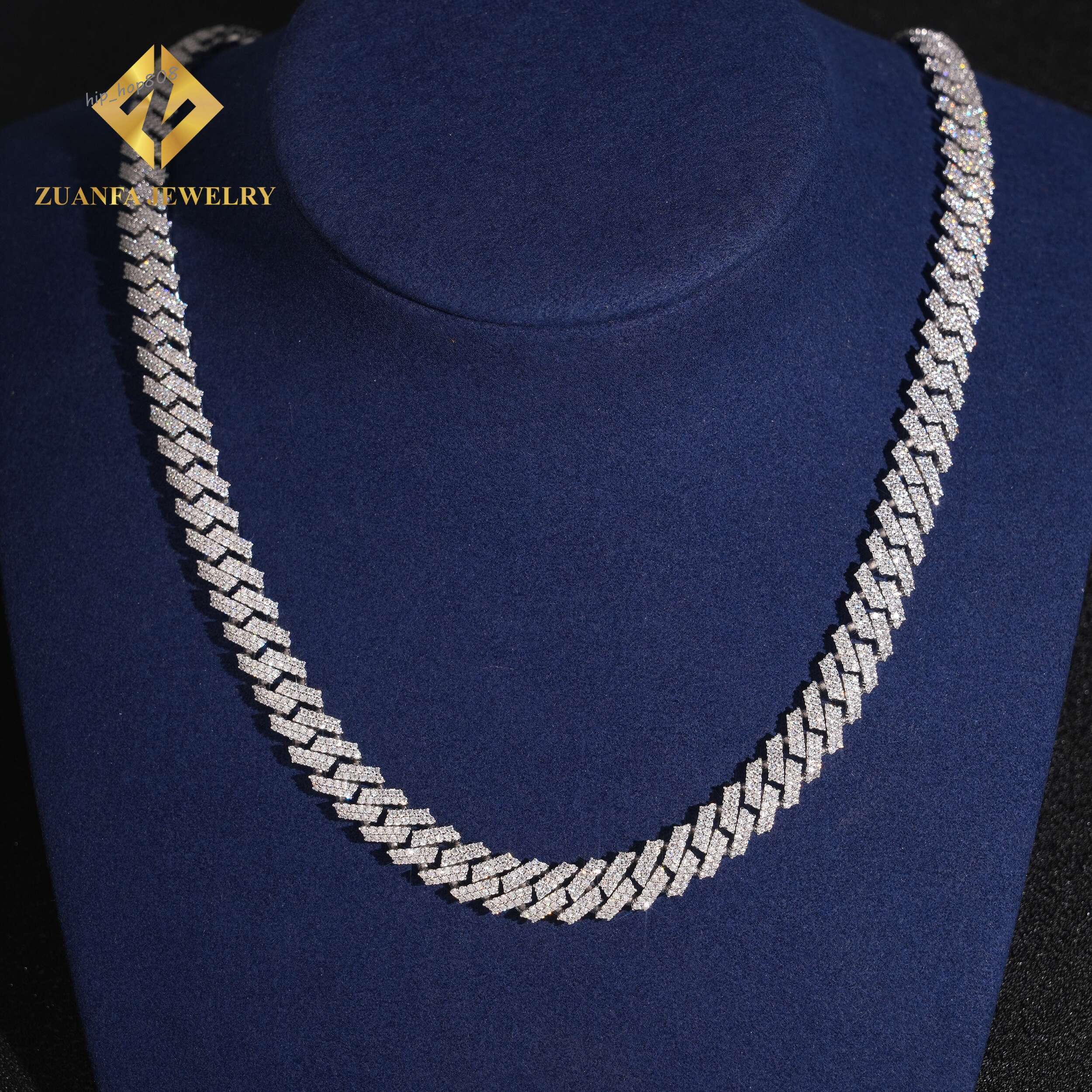 Wholesale 10mm Cuban Chain Moissanite Cuban Link Chain Necklace Men HipHop Iced Out Diamond 925 Silver Past Diamond Test GRA