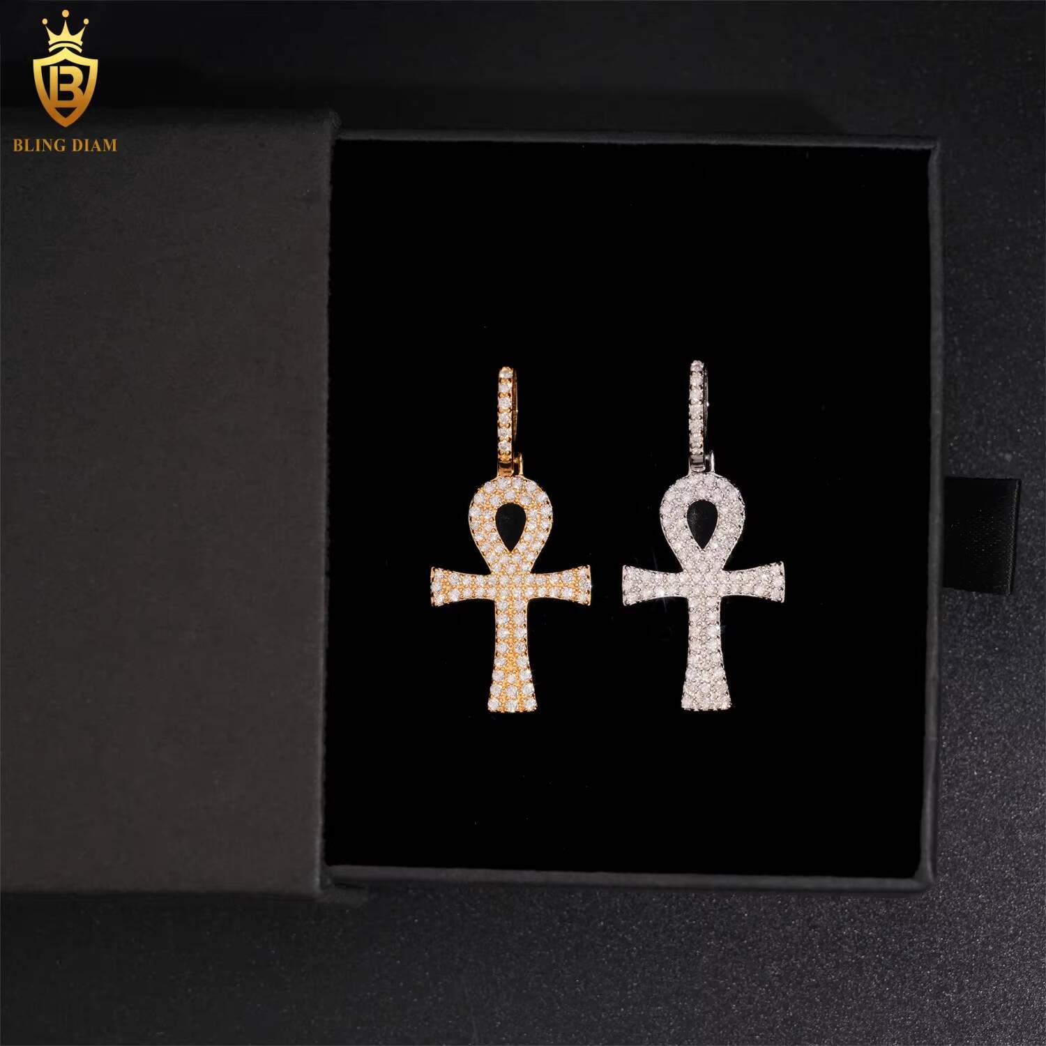 Fashion Fine Jewelry VVS Moissanite 925 Sterling Silver Hip Hop Luxury Iced Out Cross Pendant