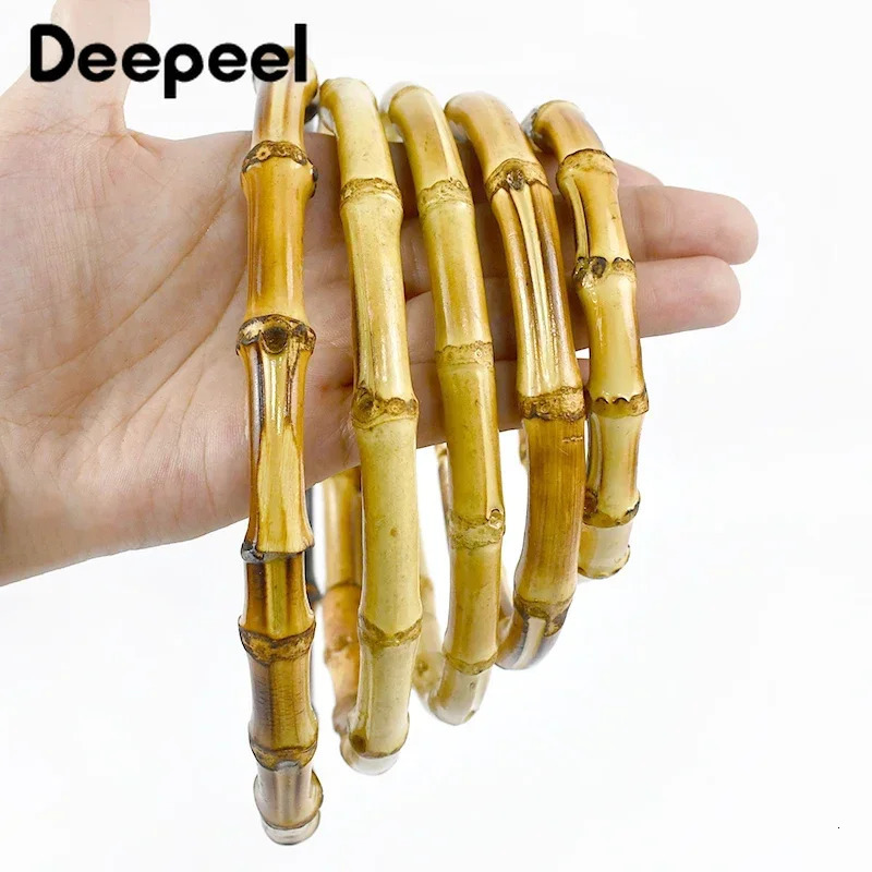 2/4Pcs Deepeel 7.5-18cm Bamboo Rings Bag Handles DIY Handmade Craft Wooden Bags Closure Round Handle Purse Woven Accessories 250811