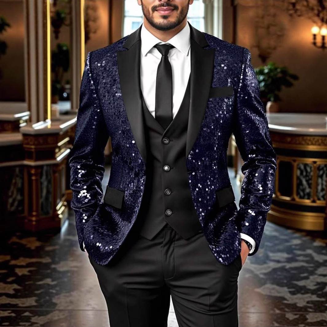 Customized 2piece jacquard jacket pants for mens suit with foot lapel double chest wedding strap custom plus size 240807