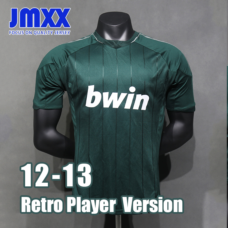 JMXX 12 13 Retro Player Version Reales Madrides Soccer Jerseys Third Blackish Green Pre Match Training Mens Uniforms Jersey Football Man Shirt