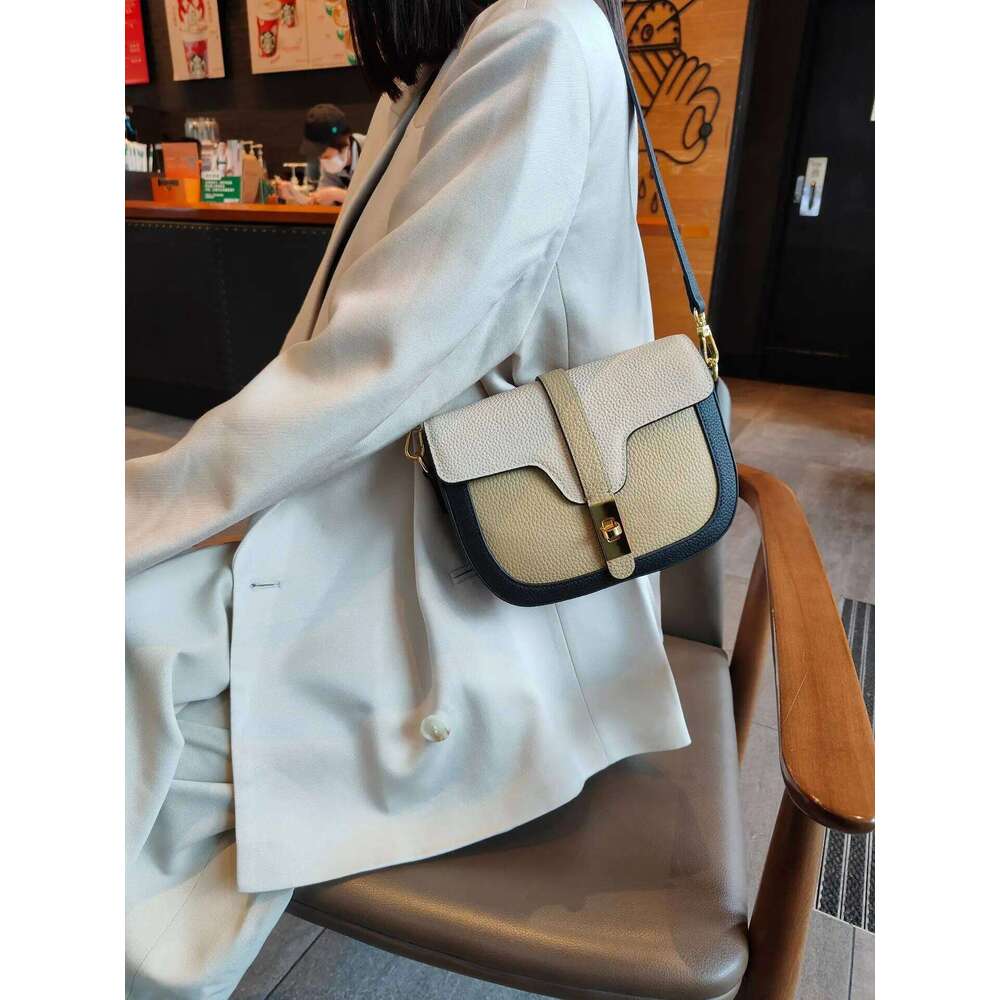 Designer Bags 2024 New Collision Color Underarm Saddle Genuine Leather Women's Head Layer Cowhide Single Shoulder Crossbody Bag Luxury Bag