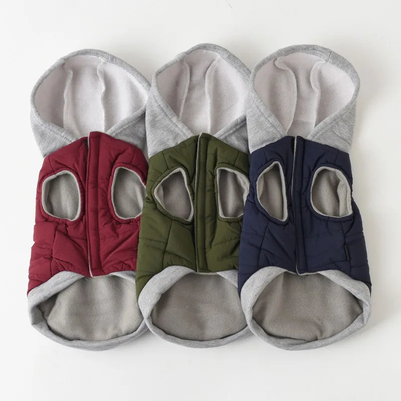 Pet Dog Warm Sweatshirt Spliced Hooded Vest Small and Mediumsized Thickened Autumn Winter Fashionable 250814