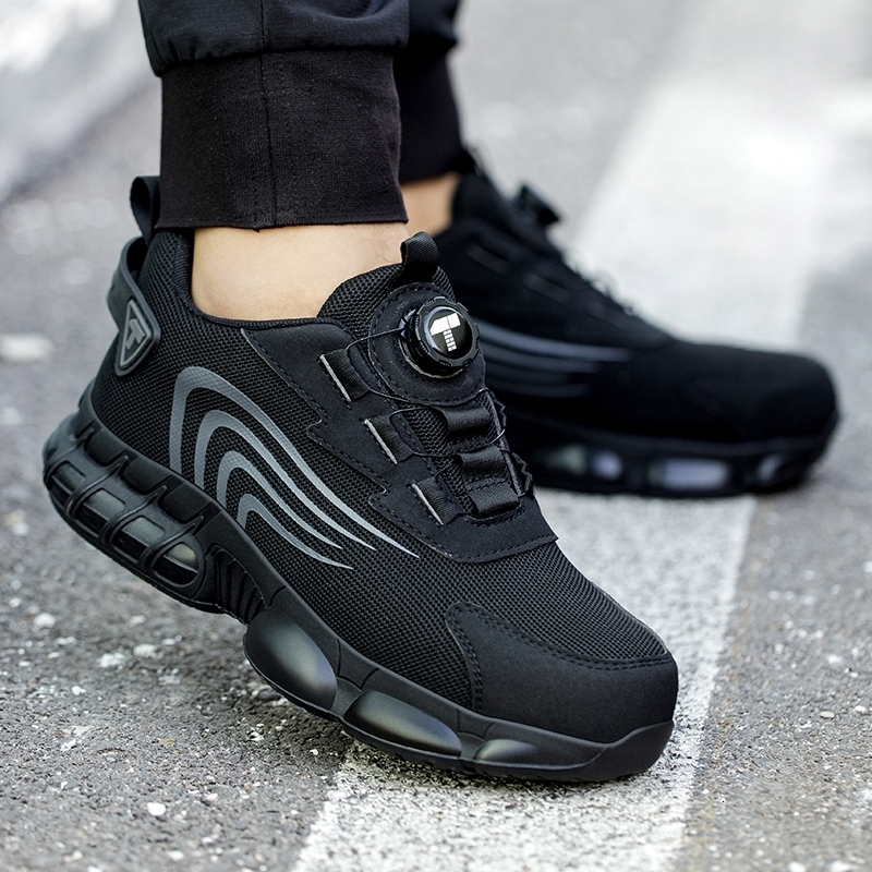 Rotary button safety shoes for men antiimpact and antipiercing work fashionable mens sports pro w250801