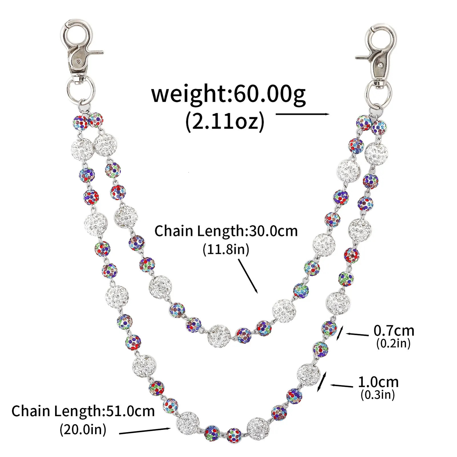 1pc Disco Ball Rhinestone Wallet Chain Hip Hop Fashion Jewelry Pendant Cluster Pants Jean Pocket Belt Chain for Men Gifts 250814