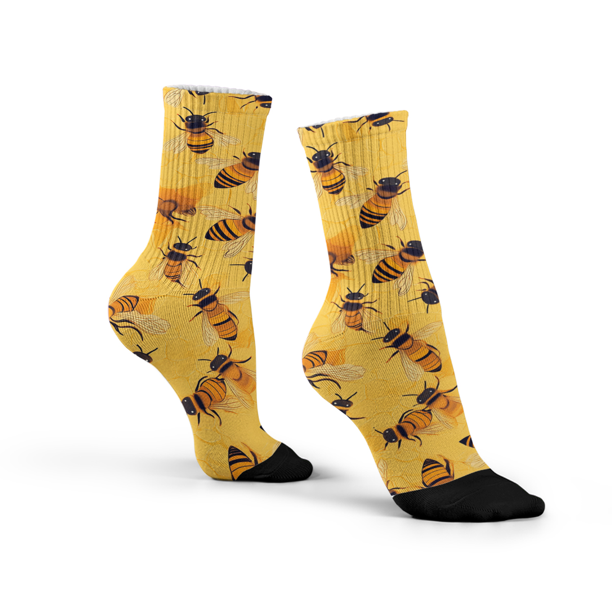 Vibrant Bee Pattern Unisex Tube Designer Sock C147