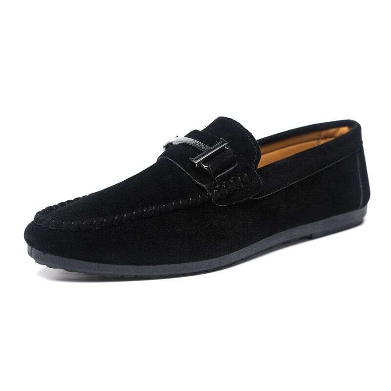 Lefu Single Low Top Round Head Lazy Men's 2025 Comfortable Handmade Leather Shoes, Soft Sole, Casual One Step Kick