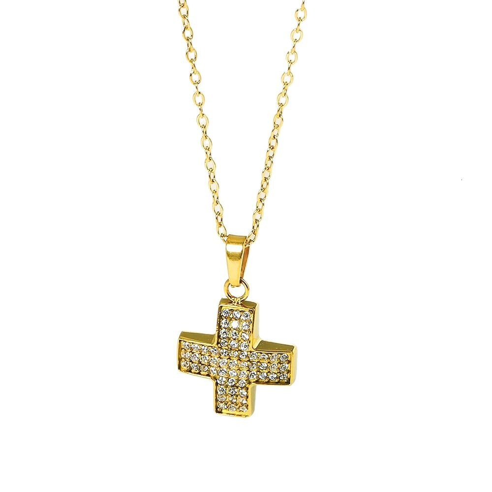 Dongguan Titanium Steel Non-Fading Crow Heart Cross Zircon Necklace for Women, Light Niche Simple High-End Accessories Jewelry for Women