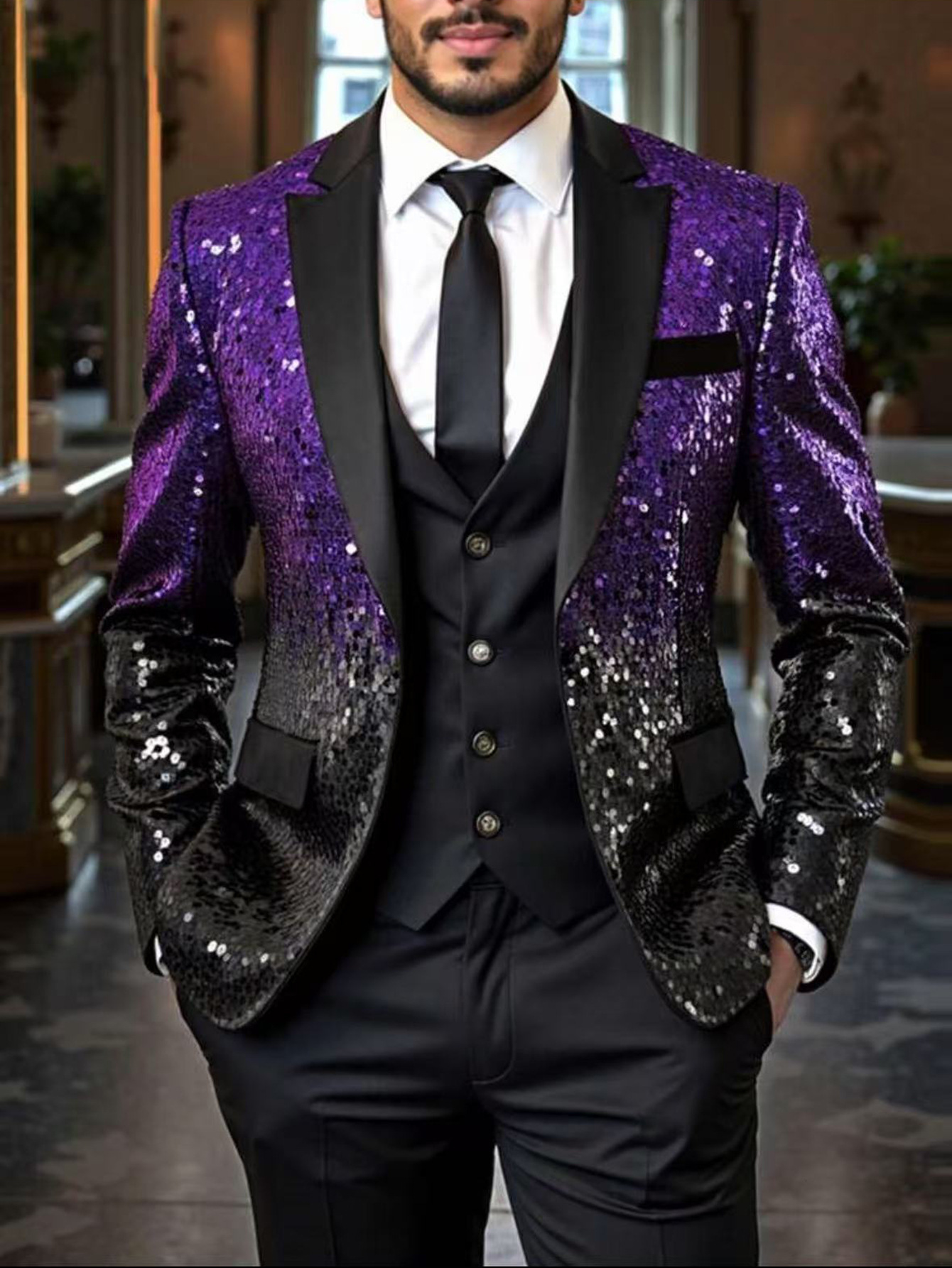 Customized 2piece jacquard jacket pants for mens suit with foot lapel double chest wedding strap custom plus size 240807