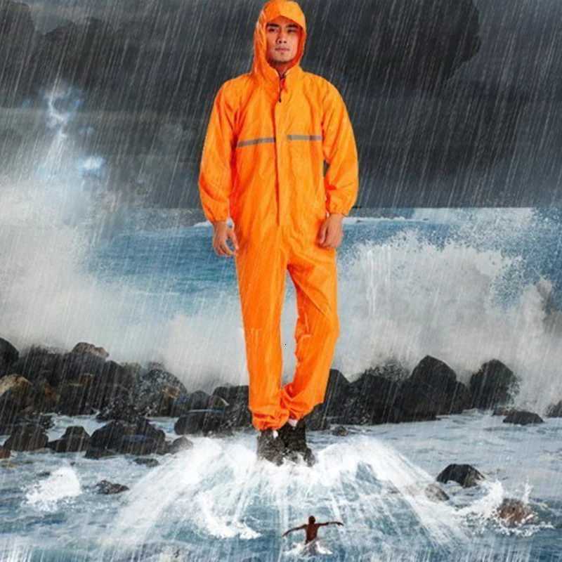 One-piece Raincoat Men Waterproof Jumpsuit One-piece Rain Poncho Women Seamless Raincoat All-in-one Rain Gear Hooded Rain Suit Y250814