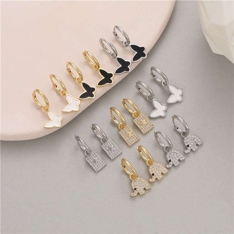 DHcollections Micro Inlaid Full Dia High-end Light Fashion Butterfly Lucky Elephant Women Korean Trend Earrings Exquisite